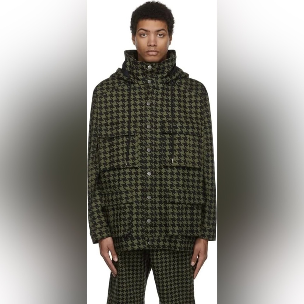 Adidas x Ivy Park Twill Heavyweight Jacket Green & Black Houndstooth Sz S NWT